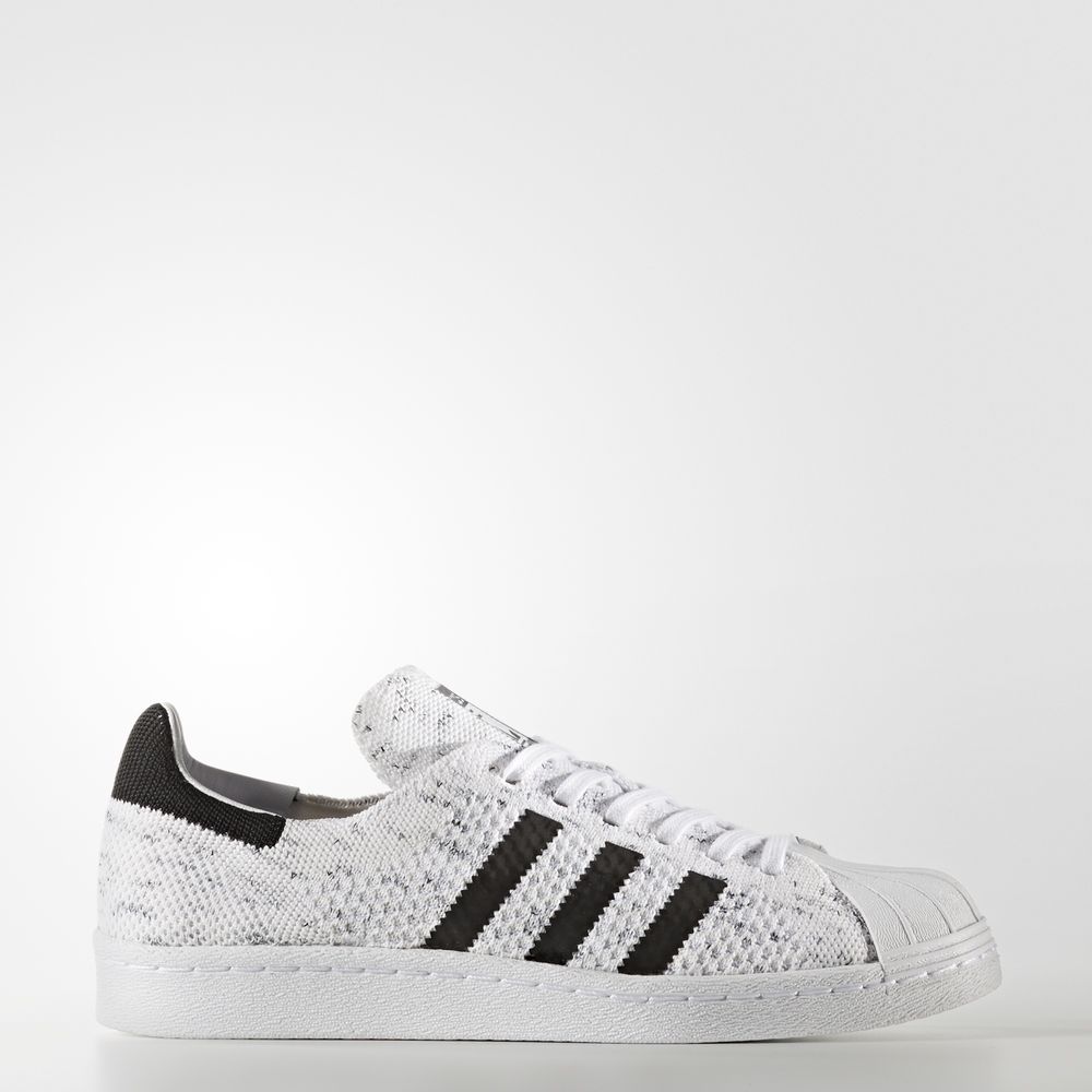 Adidas Superstar 80s Primeknit - Originals γυναικεια - Ασπρα/Μαυρα/Γκρι,Μέγεθος: EU 36 – 54 2/3 (536